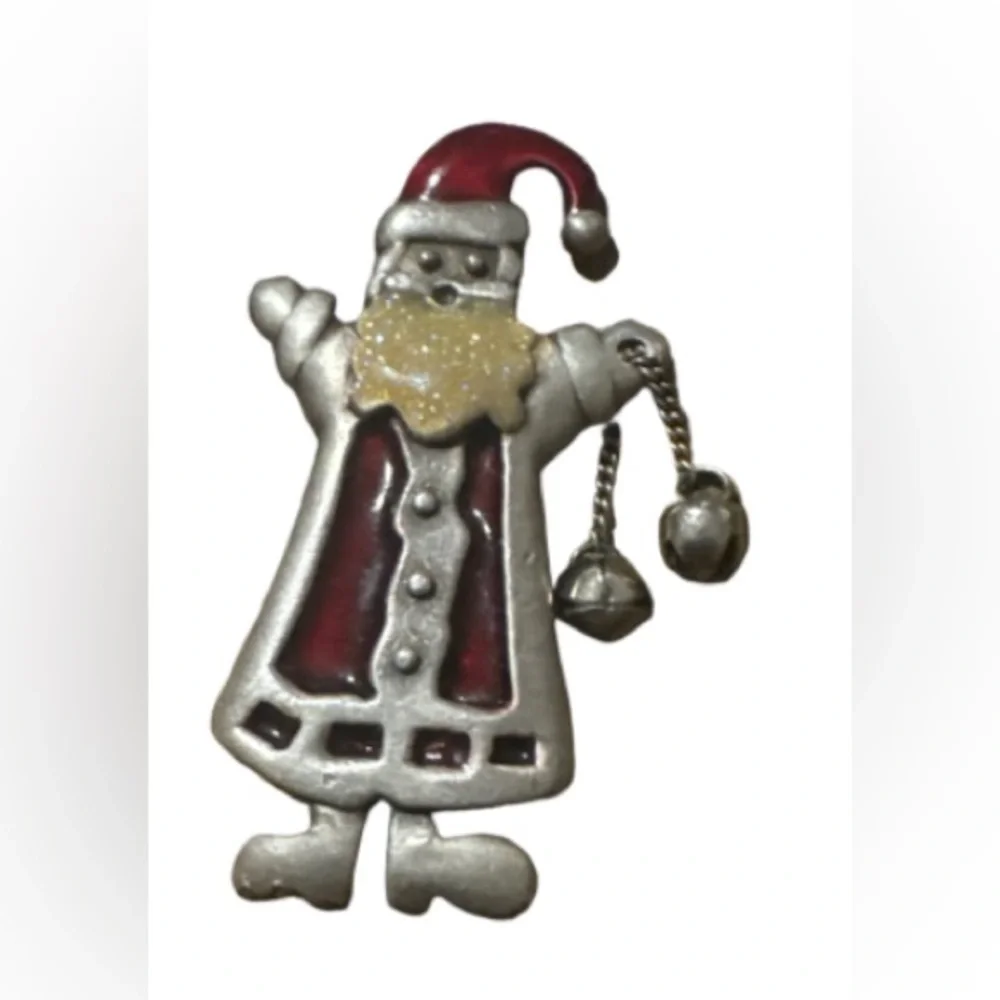 TC Festive Santa Brooch - Red and Silver